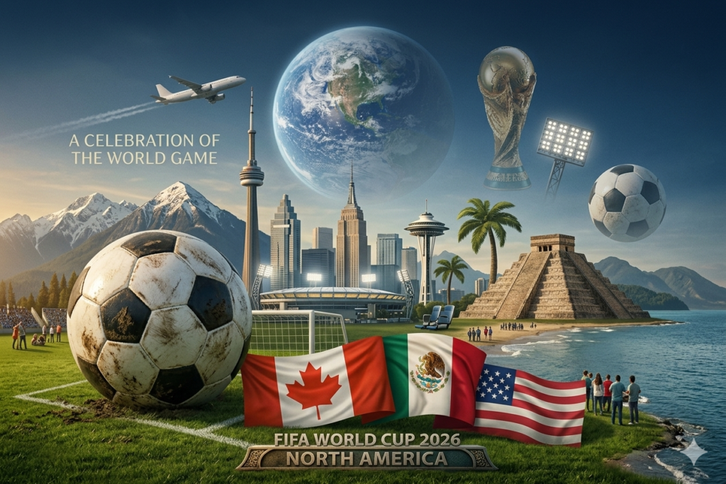 Cinematic FIFA World Cup 2026 host city guide across Canada Mexico and USA.