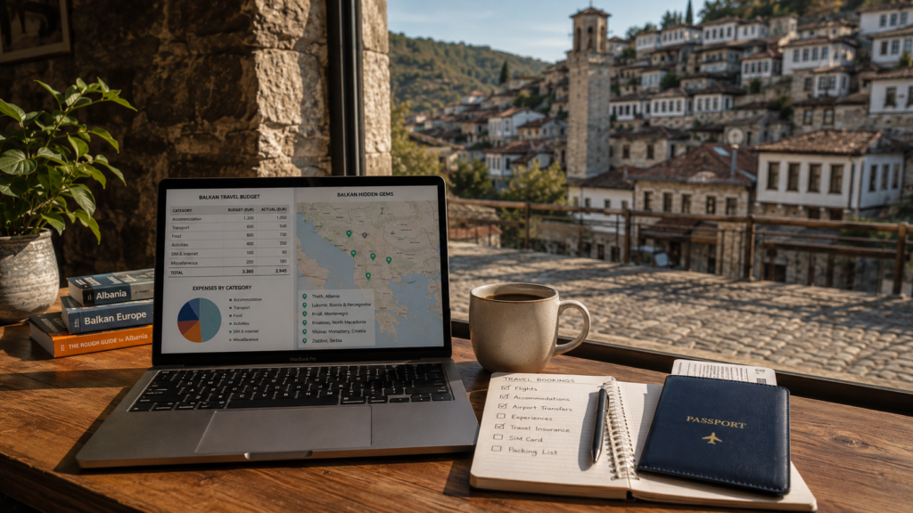 affordable Europe travel hidden gems workspace layout in Berat Albania