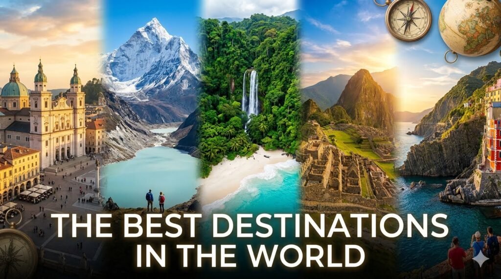A scenic golden hour view showcasing some of the best destinations in the world for global travel planning.