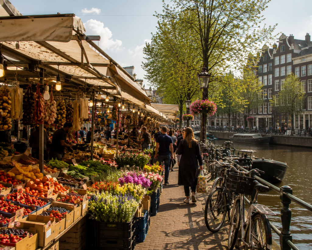 Amsterdam on a budget — Albert Cuyp Market representing the multicultural De Pijp neighborhood