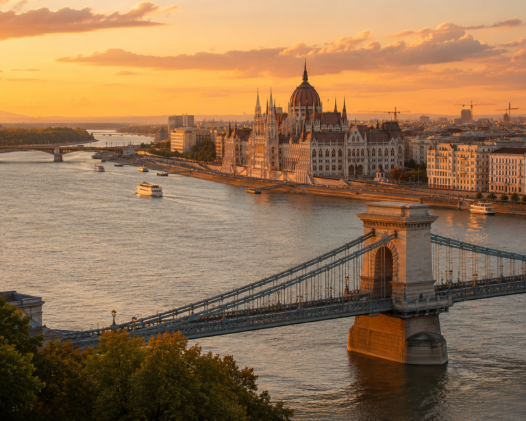 Budapest on a budget guide — Danube River view representing the city split between Buda and Pest