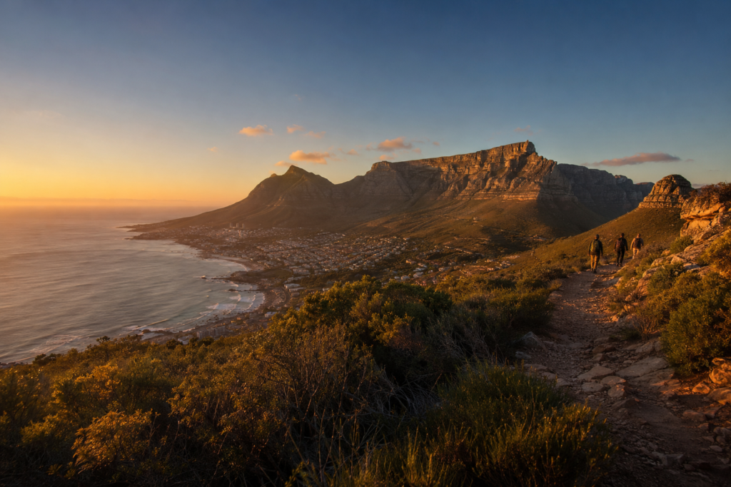 Cape Town on a budget guide — Table Mountain at golden hour representing the city's best free experience