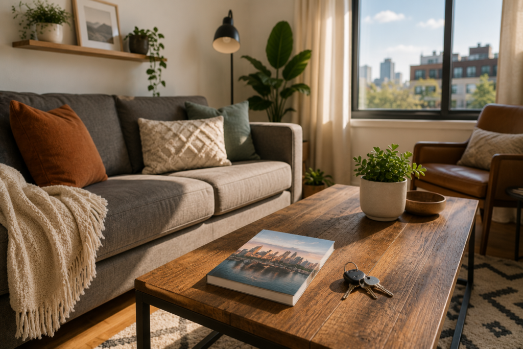 LA28 Airbnb accommodation — cozy rental interior representing short-term rental options during the Games