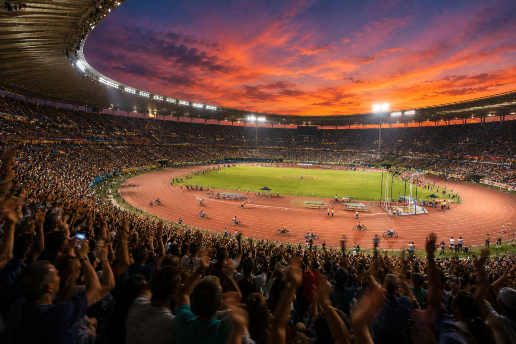 LA28 Paralympic Games guide — stadium crowd celebrating during Para sport competition