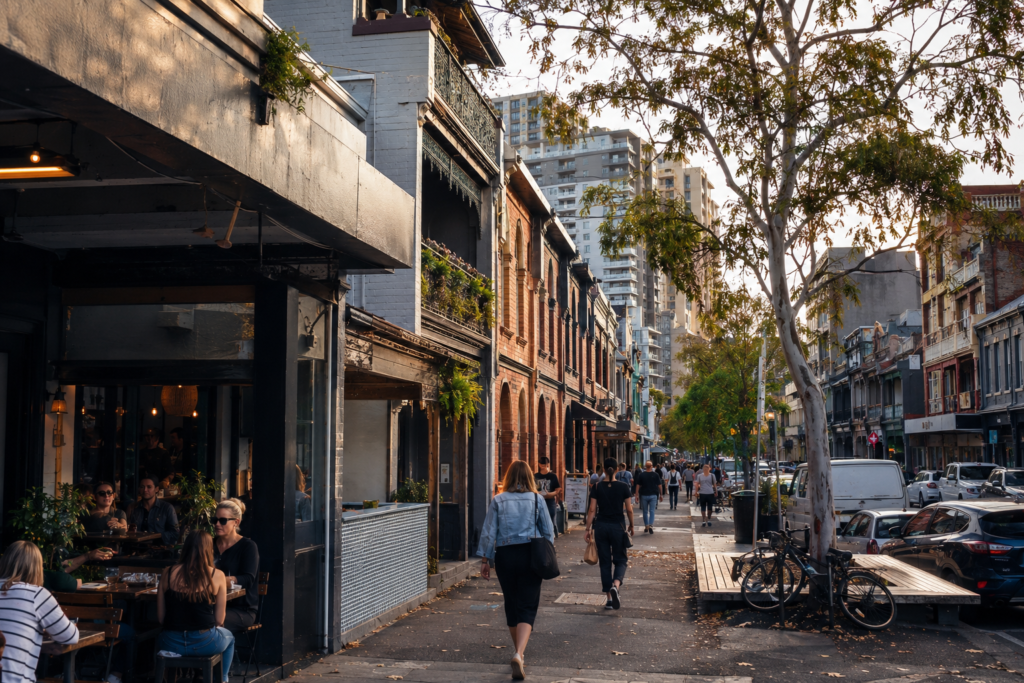 Sydney on a budget — Kings Cross neighborhood street representing the city's best value base near the harbour
