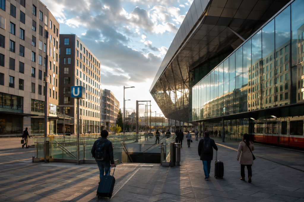 Vienna on a budget — Favoriten district near Hauptbahnhof representing the city's modern budget-hotel hub