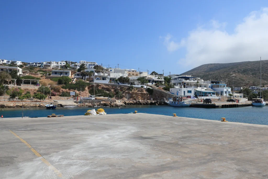 Harbour and waterfront buildings on the Greek island of Donousa