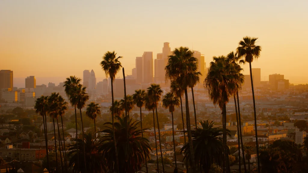 Los Angeles skyline at sunset
