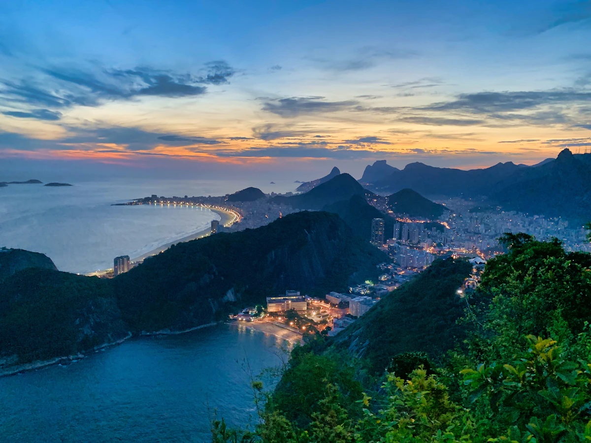 Rio de Janeiro coastline and mountains at dusk